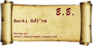 Berki Bánk névjegykártya